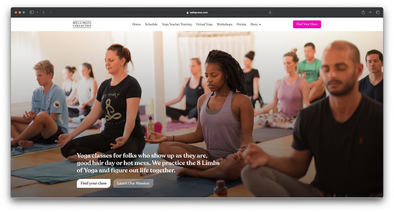 bella prana yoga website home page
