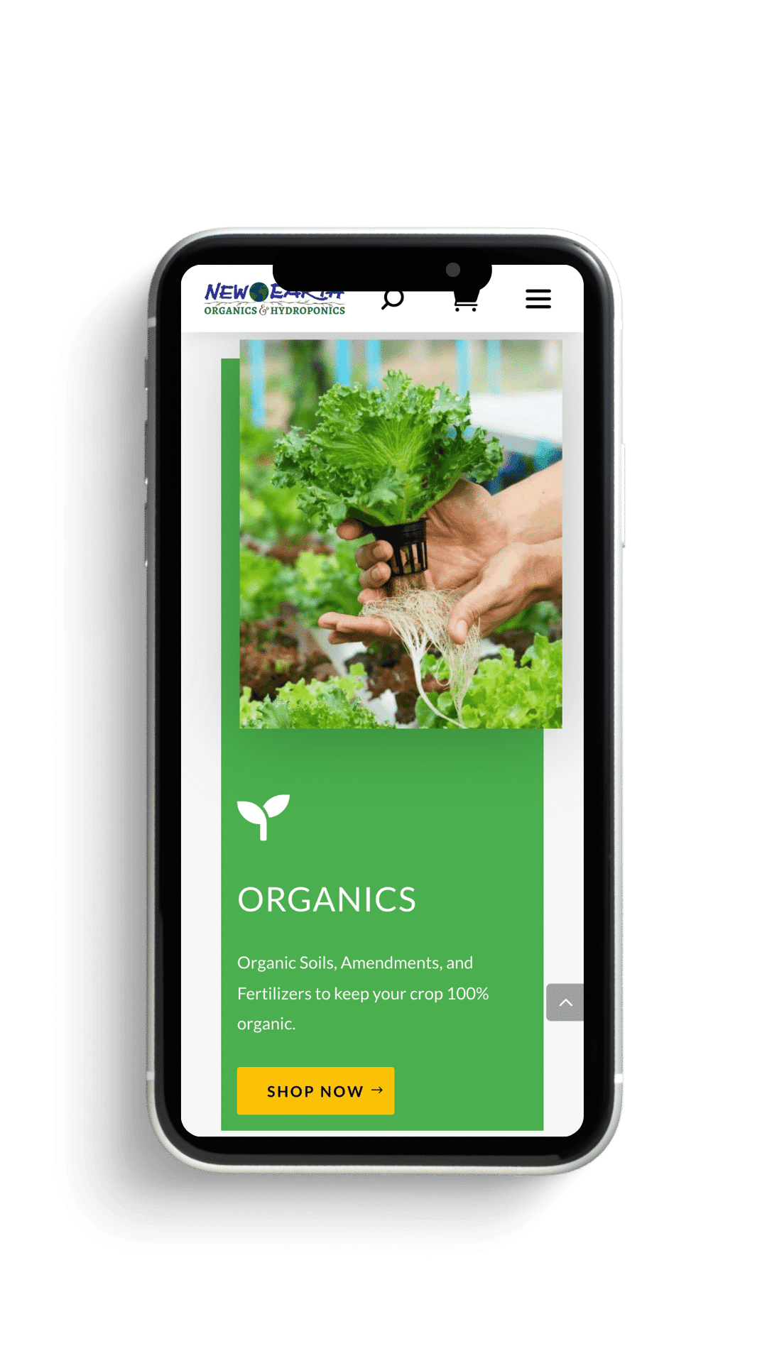 new earth organics mobile friendly web design