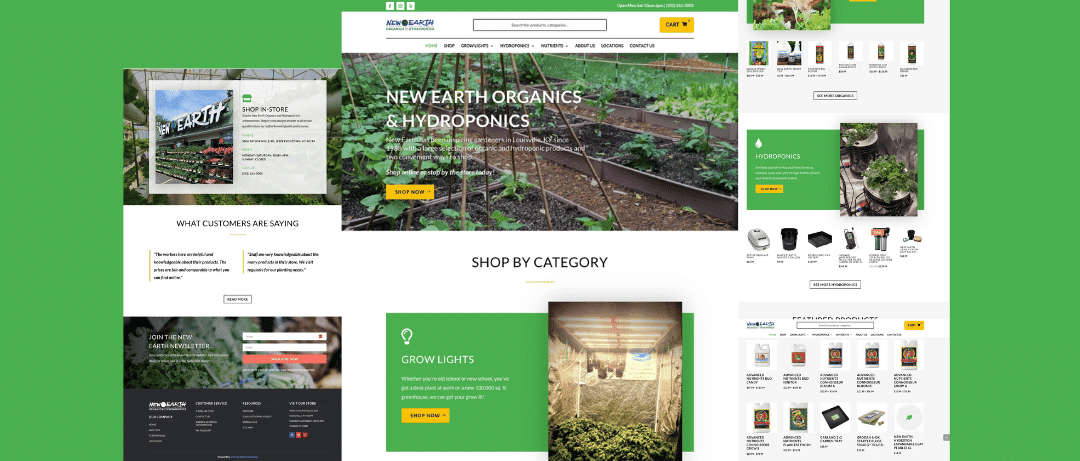 new earth organics website design portfolio banner